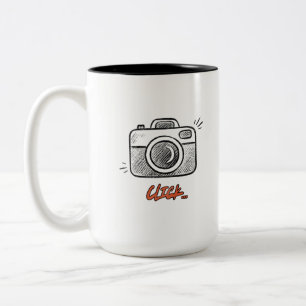 Tasse 2 Couleurs Typographie minimale clic caméra doodle