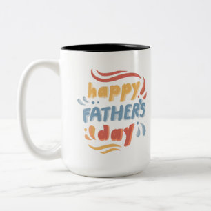 Tasse 2 Couleurs Typographie moderne colorée de Fête des pères joye