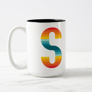 Tasse 2 Couleurs Typographie Rétro Couleurs Arc-en-ciel Coucher de