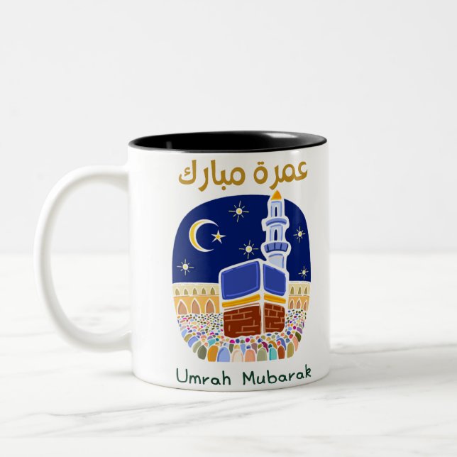 Tasse 2 Couleurs Umrah moubarak aux grands-parents, Parents, Oncle, (Gauche)