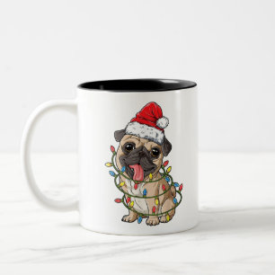 Tasse 2 Couleurs Un arbre de Noël Carlin le Père Noël Dog Xmas l
