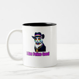 Tasse 2 Couleurs Un chat portant une fedora et des lunettes de sole