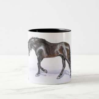 Tasse 2 Couleurs Un CHEVAL andalou marchant, étalon peint à la main