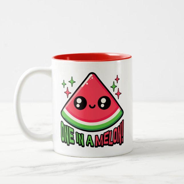 Tasse 2 Couleurs Un Dans Un Melon ! Pun de pastèque mignon (Gauche)