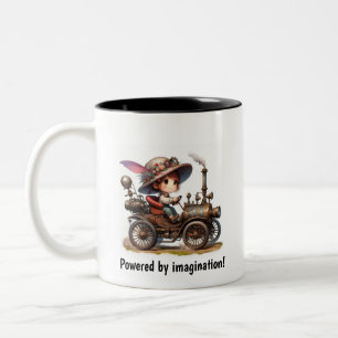 Tasse 2 Couleurs Un jeune enfant heureux qui monte un véhicule à va