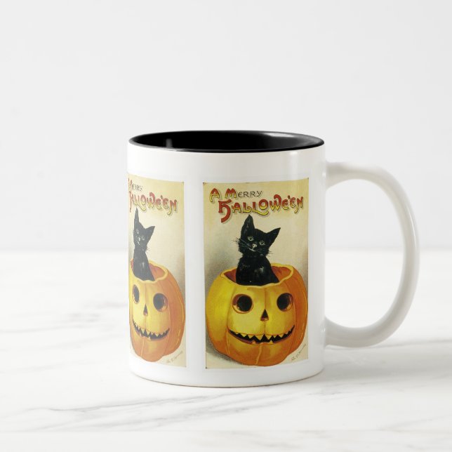 Tasse 2 Couleurs Un joyeux Haloween Kitten (Droit)