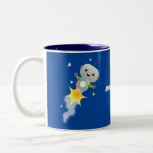 Tasse 2 Couleurs Un mignon robot volant dans l'espace dessin animé