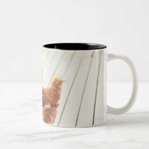 Tasse 2 Couleurs Un poulet et deux poussins sur un plancher en
