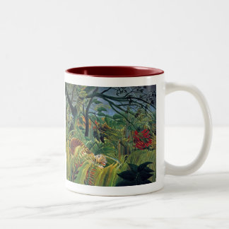 Tasse 2 Couleurs Un tigre dans une tempête tropicale (surpris)