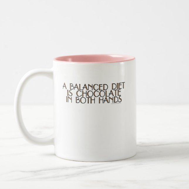 Tasse 2 Couleurs Une alimentation équilibrée est chocolat des deux (Gauche)