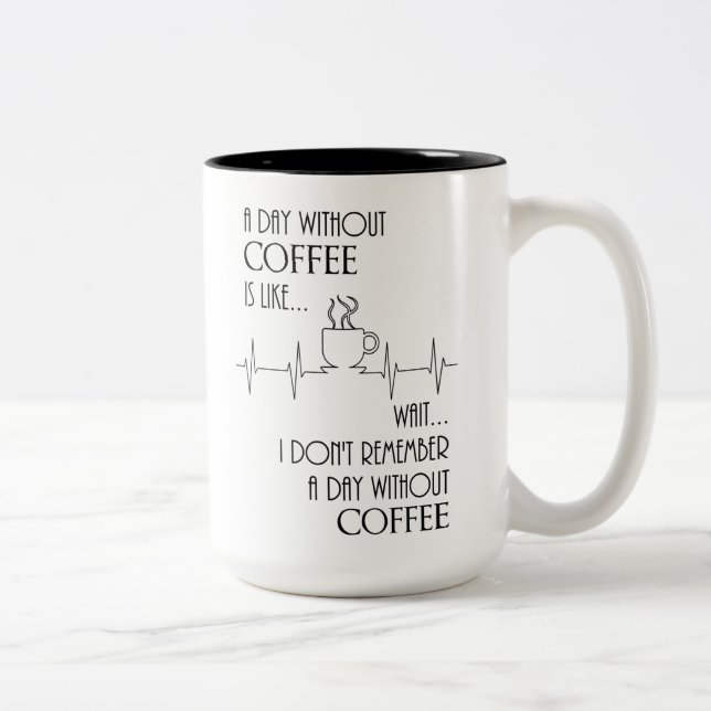 Tasse 2 Couleurs Une Journée Sans Café, Attends....  (Droit)