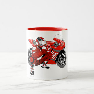 Tasse 2 Couleurs Une motocyclette rouge et son pilote