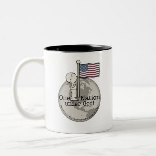Tasse 2 Couleurs Une nation sous le Dieu-Petit garçon au drapeau