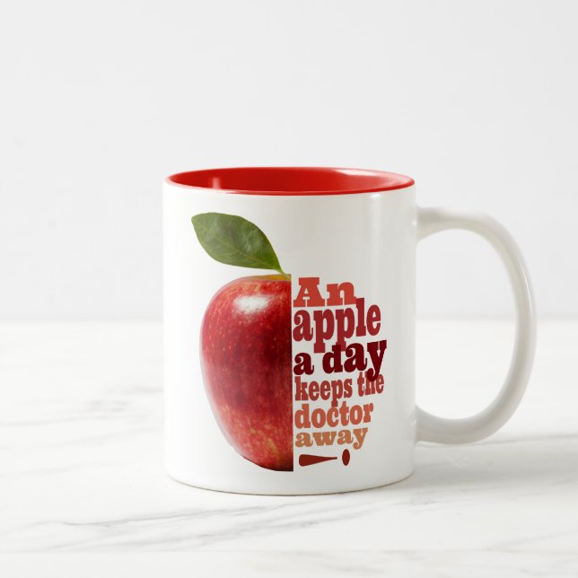 Tasse 2 Couleurs Une pomme par jour (Droit)