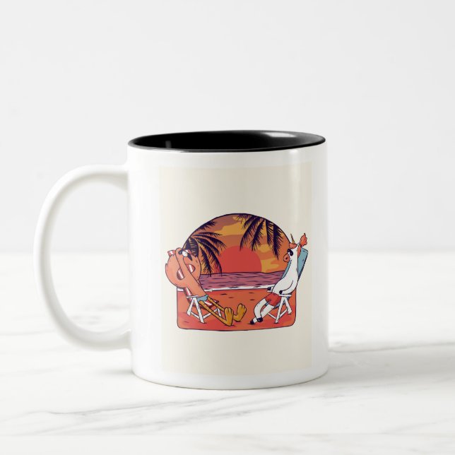 Tasse 2 Couleurs Unicorn Flamant rose Beach (Gauche)