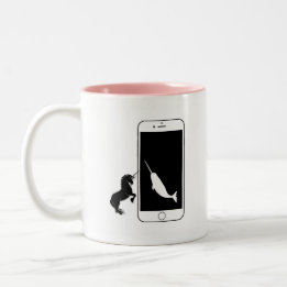 Tasse 2 Couleurs Unicorn Narwhal Smartphone Mirror Love