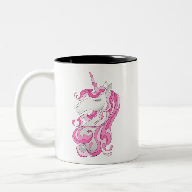 Tasse 2 Couleurs Unicorne rose (Gauche)
