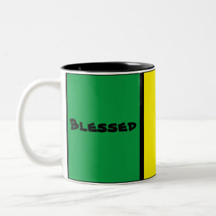 Tasse 2 Couleurs Unique Personnalisé Jamaïque Rasta Vert Jaune Co