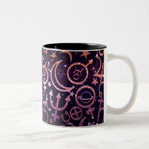 Tasse 2 Couleurs Univers espace planétaire pailleté violet Planètes
