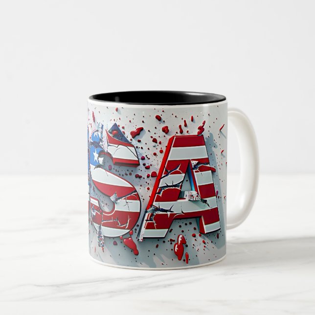 Tasse 2 Couleurs USA Mug, 4th of July Mug, Indepen (Devant droit)