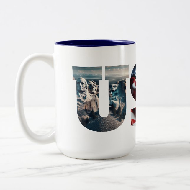 Tasse 2 Couleurs USA Patriotic Iconic American Images (Gauche)