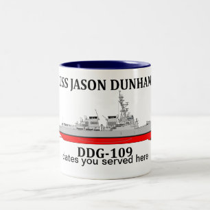 Tasse 2 Couleurs USS Jason Dunham, DDG-109, dates personnalisables