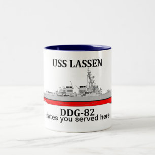 Tasse 2 Couleurs USS Lassen, DDG-82, dates personnalisables servies