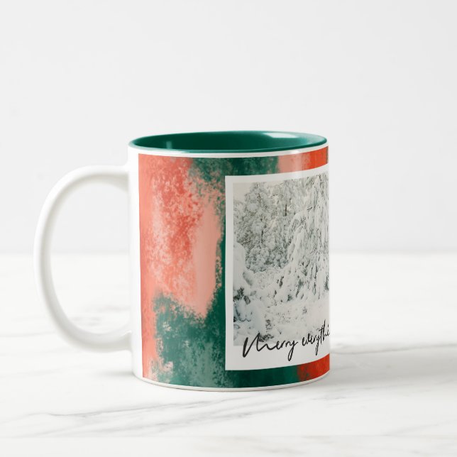 Tasse 2 Couleurs vacances abstraites peintes en rouge et vert (Gauche)