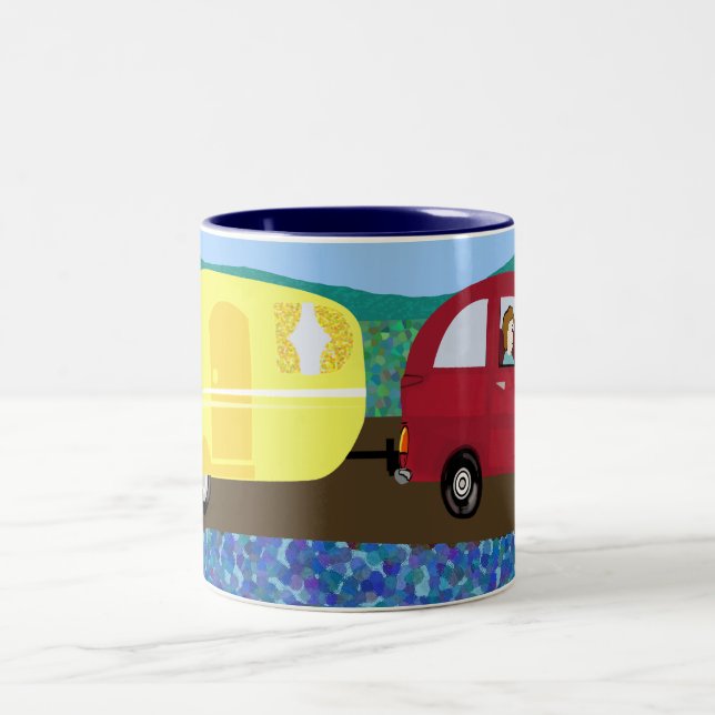 Tasse 2 Couleurs Vacances Caravane (Centre)