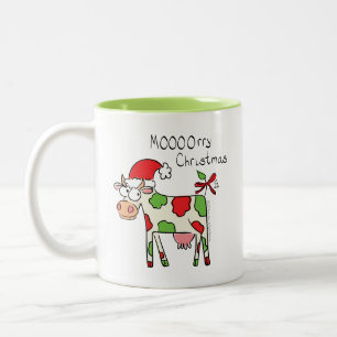 Tasse 2 Couleurs Vache de Noël Drôle caricature pour enfants