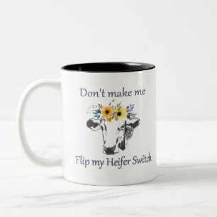 Tasse 2 Couleurs Vache drôle avec des tournesols