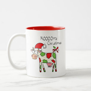 Tasse 2 Couleurs Vache drôle dessin animé Noël vacances