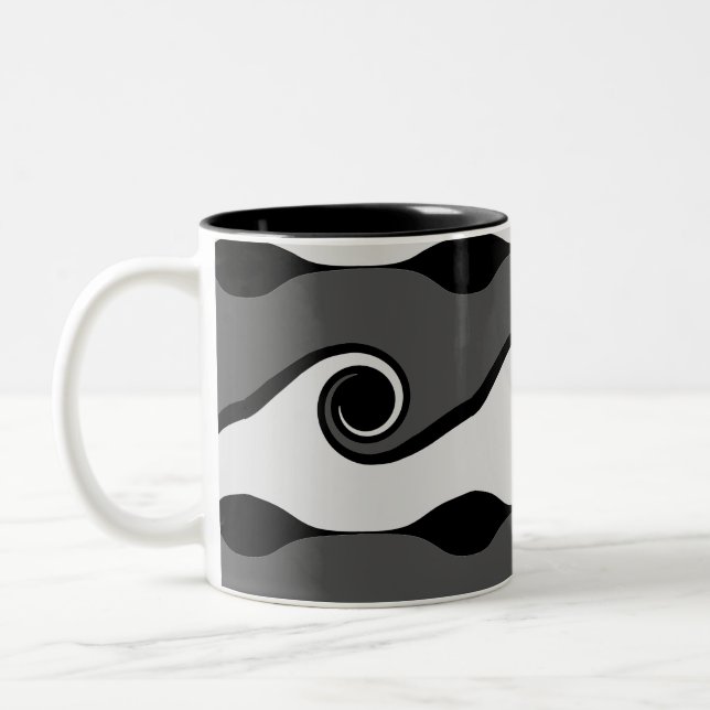 Tasse 2 Couleurs Vagues Abstraites en noir et blanc (Gauche)