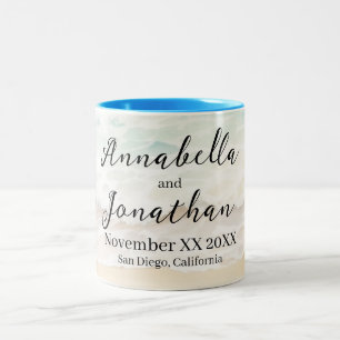Tasse 2 Couleurs Vagues de plage sur un mariage de plage de sable