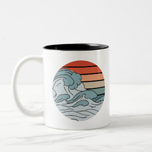 Tasse 2 Couleurs Vagues Océaniques Colorées Esthétiques Avec Beach 
