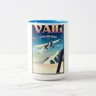Tasse 2 Couleurs Vail Colorado affiche de voyage vintage