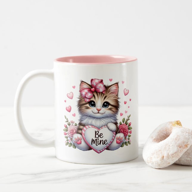 Tasse 2 Couleurs Valentine Hearts  (Avec donut)