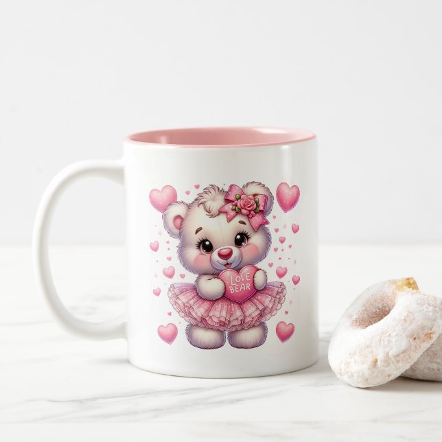 Tasse 2 Couleurs Valentine Hearts  (Avec donut)