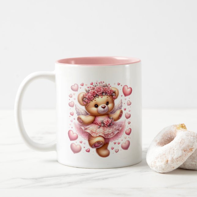 Tasse 2 Couleurs Valentine Hearts  (Avec donut)