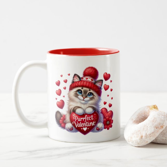 Tasse 2 Couleurs Valentine Hearts  (Avec donut)