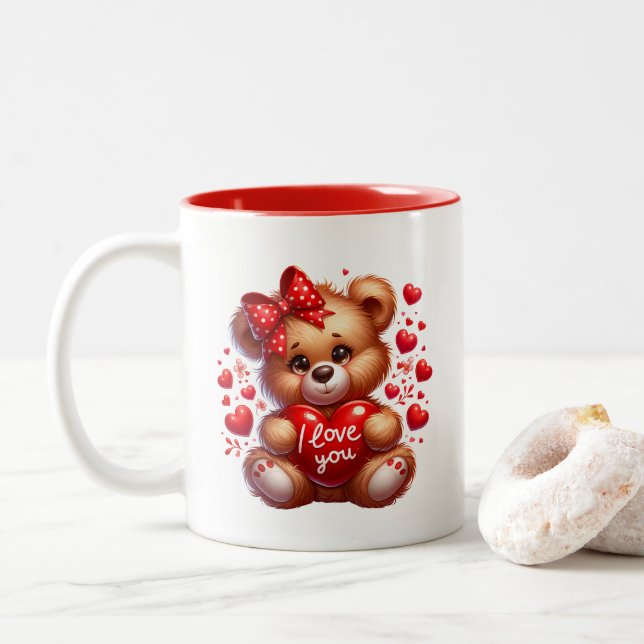 Tasse 2 Couleurs Valentine Hearts  (Avec donut)
