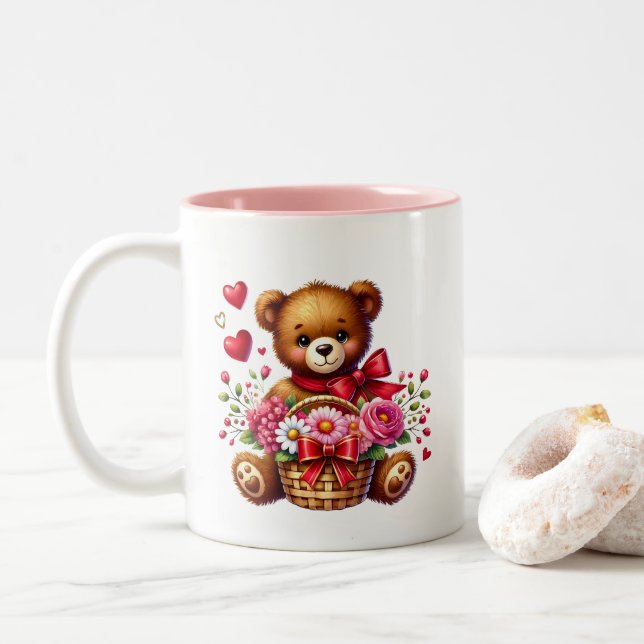 Tasse 2 Couleurs Valentine Hearts  (Avec donut)