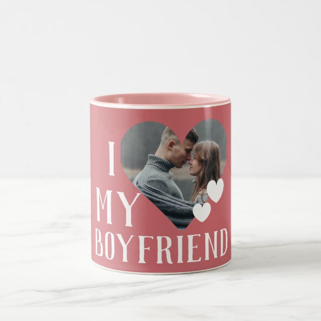 Tasse 2 Couleurs Valentines Couple Heart Photo personnalisée person (Centre)