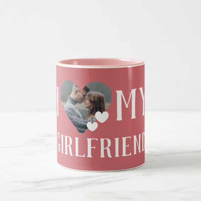 Tasse 2 Couleurs Valentines Couple Heart Photo personnalisée person (Centre)