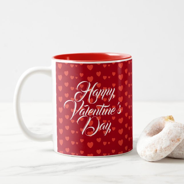 Tasse 2 Couleurs Valentine's Day Custom Name (Avec donut)