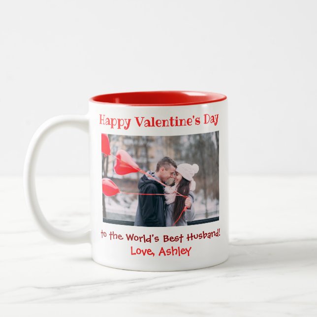 Tasse 2 Couleurs Valentines Day Meilleur Mari Jamais mignonne Photo (Gauche)
