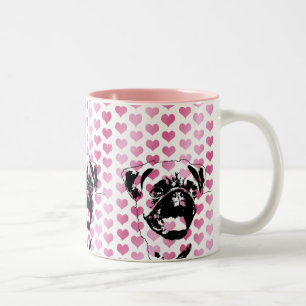 Tasse 2 Couleurs Valentines - silhouette de carlin