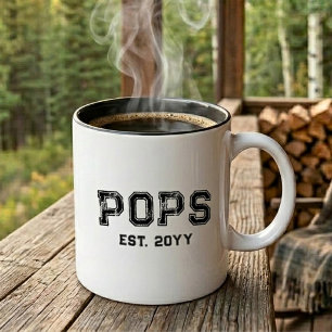 Tasse 2 Couleurs Varsity Noir Gras Nom de Grand-Père Année de Début