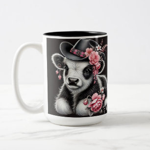 Tasse 2 Couleurs Veau en bas âge dans un chapeau élégant orné de fl