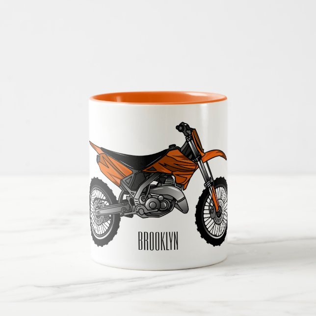Tasse 2 Couleurs Vélo droit hors route moto / motocross dessin anim (Centre)